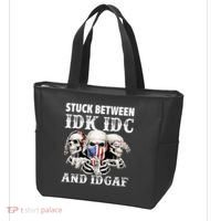 Stuck Between Idk Idc And Idgaf Funny Skull Lover Tote Bag thumb 3