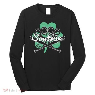 Southie Boston Irish Saint Patrick's Day Distressed Long Sleeve Shirt