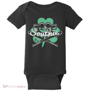 Southie Boston Irish Saint Patrick's Day Distressed Baby Bodysuit