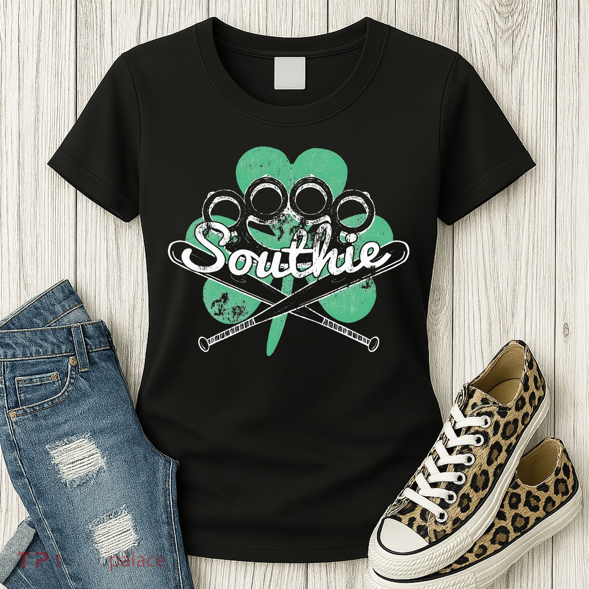 Southie Boston Irish Saint Patrick's Day Distressed Women's T-Shirt
