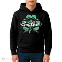 Southie Boston Irish Saint Patrick's Day Distressed Kids Hoodie thumb 4