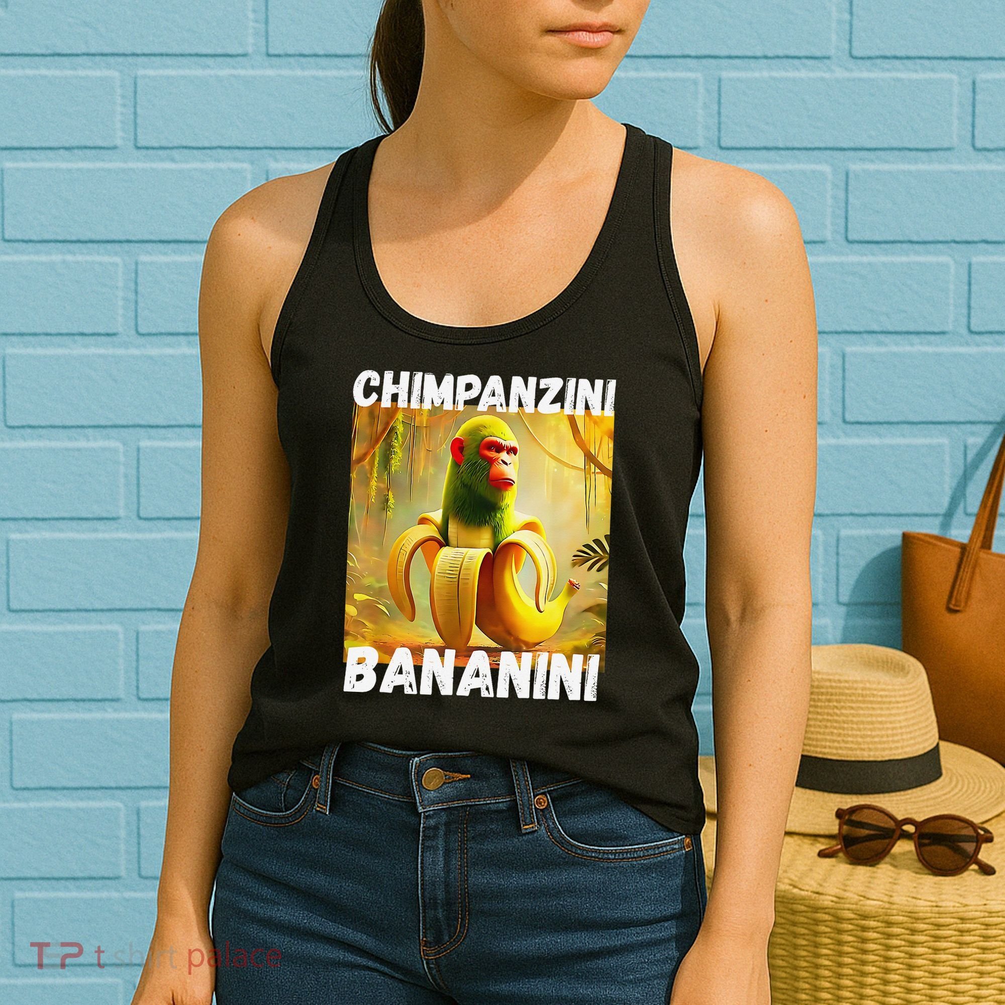 Shimpanzini Bananini Italian Brainrot Chimpanzee And Banana Women's Tank Top