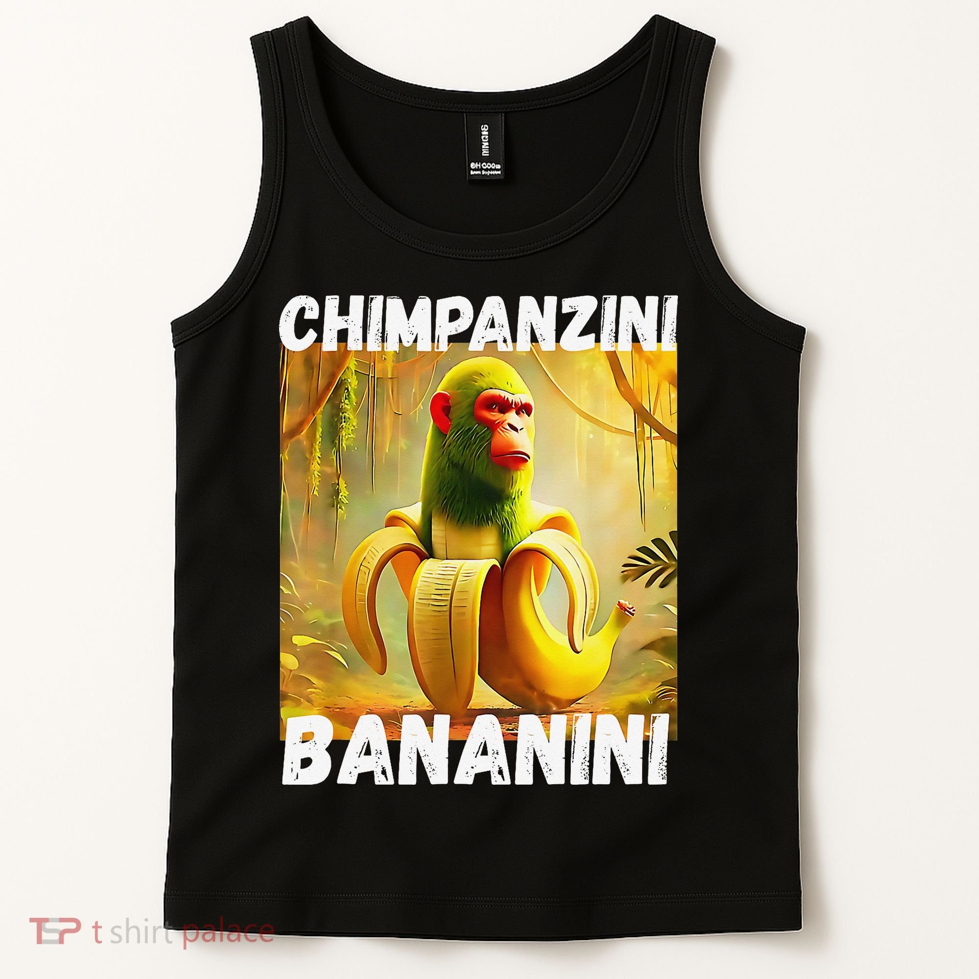 Shimpanzini Bananini Italian Brainrot Chimpanzee And Banana Tank Top