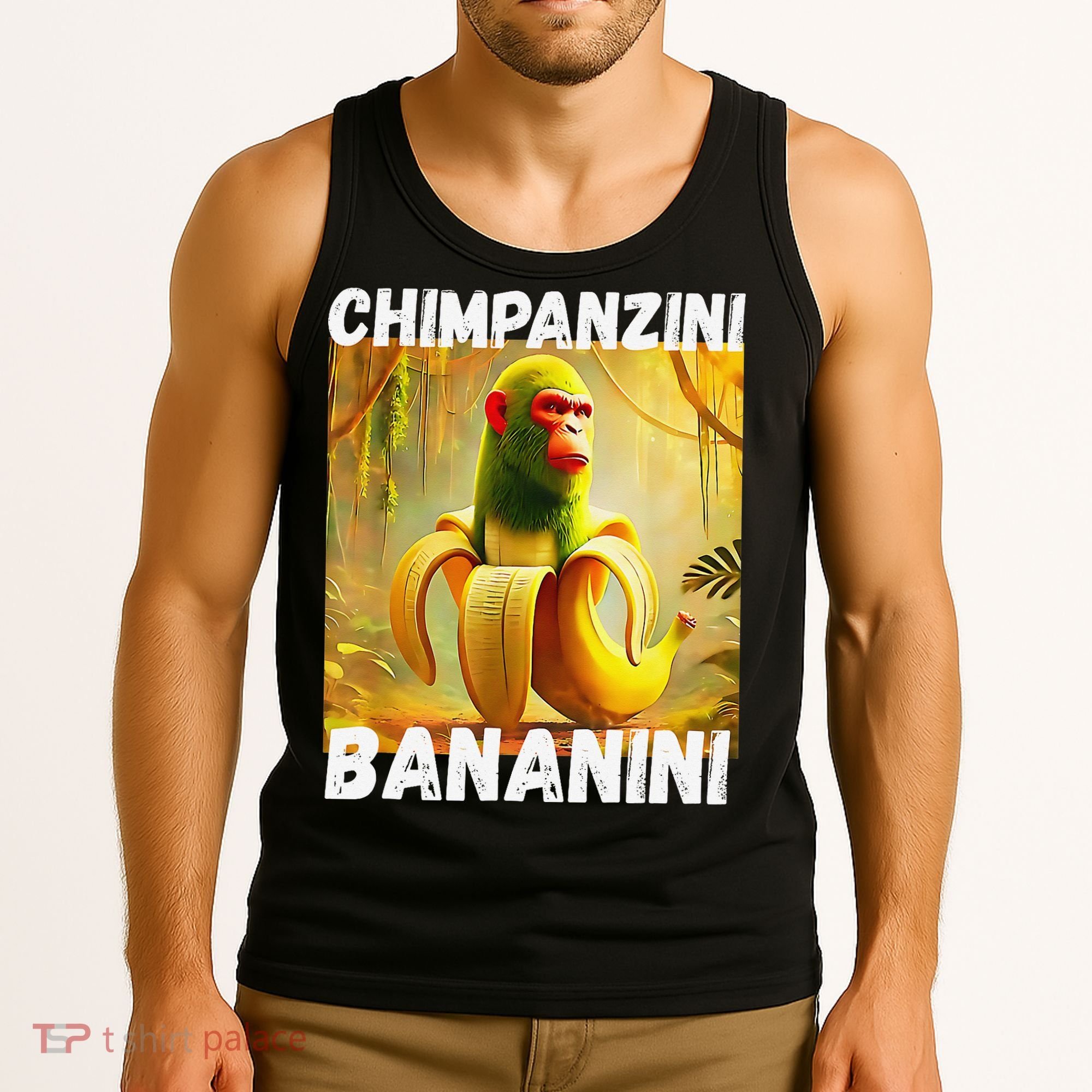 Shimpanzini Bananini Italian Brainrot Chimpanzee And Banana Tank Top