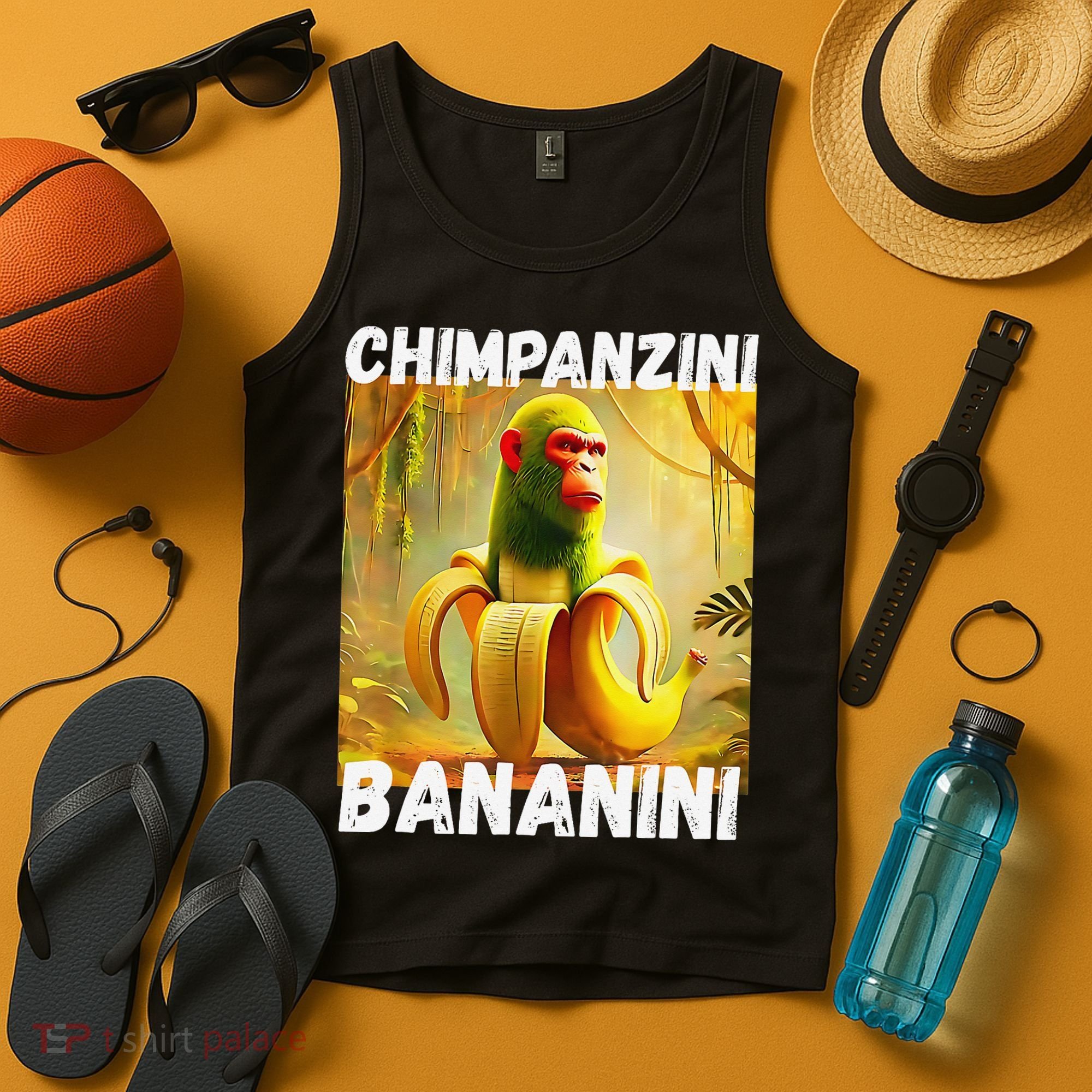 Shimpanzini Bananini Italian Brainrot Chimpanzee And Banana Tank Top
