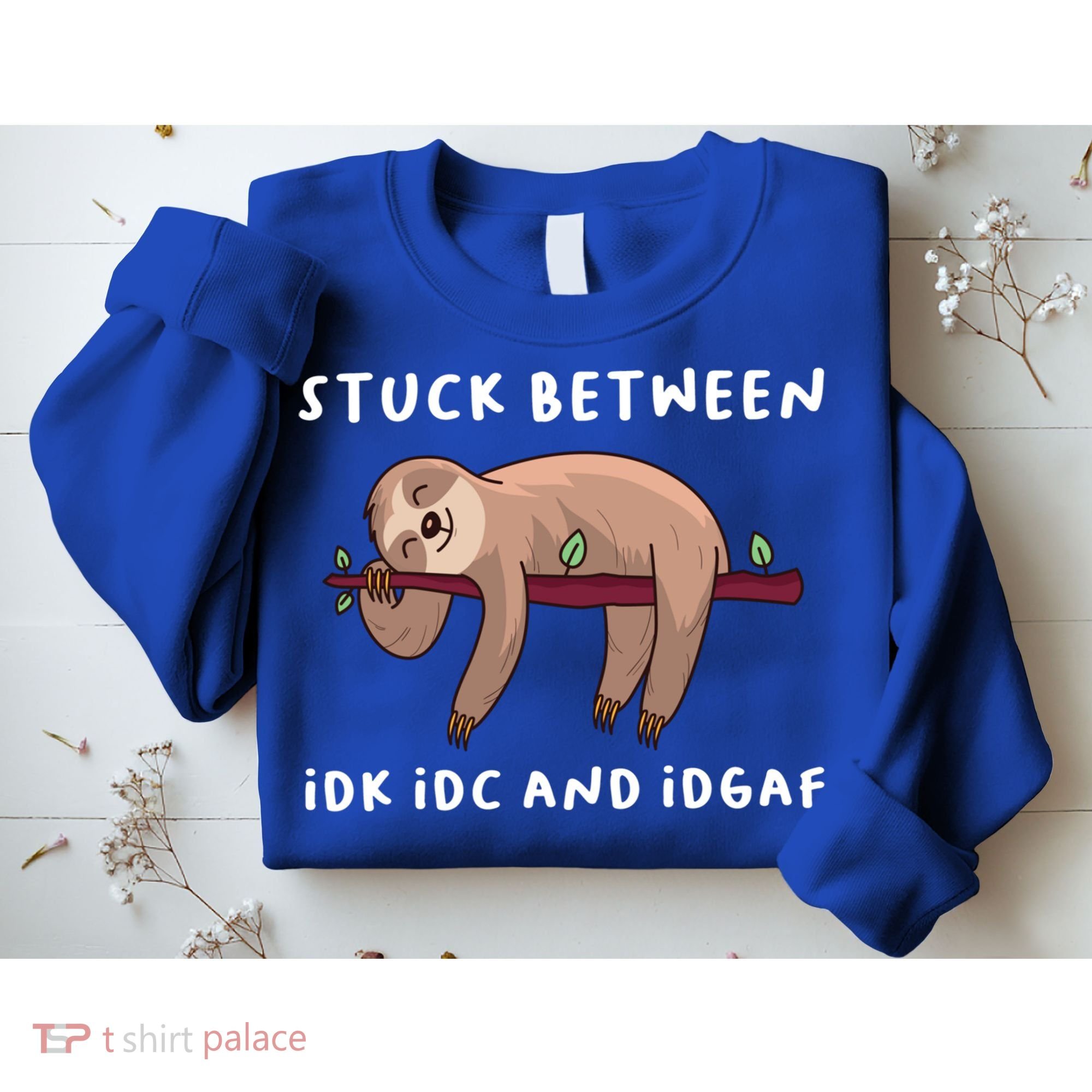 Stuck Between Idk Idc And Idgaf Sloth Lover Gift Great Gift Sweatshirt