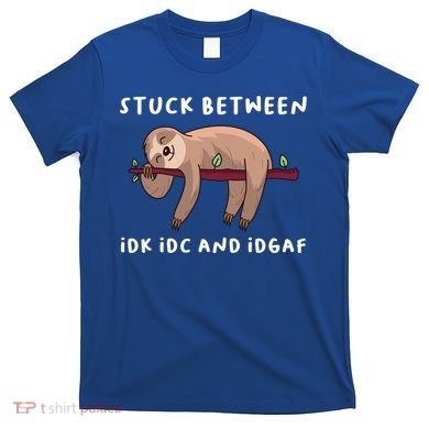 Stuck Between Idk Idc And Idgaf Sloth Lover Gift Great Gift T-Shirt