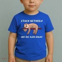 Stuck Between Idk Idc And Idgaf Sloth Lover Gift Great Gift Toddler T-Shirt thumb 2