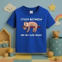 Stuck Between Idk Idc And Idgaf Sloth Lover Gift Great Gift Toddler T-Shirt thumb 3