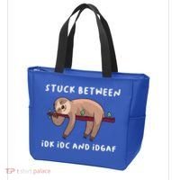 Stuck Between Idk Idc And Idgaf Sloth Lover Gift Great Gift Tote Bag thumb 3