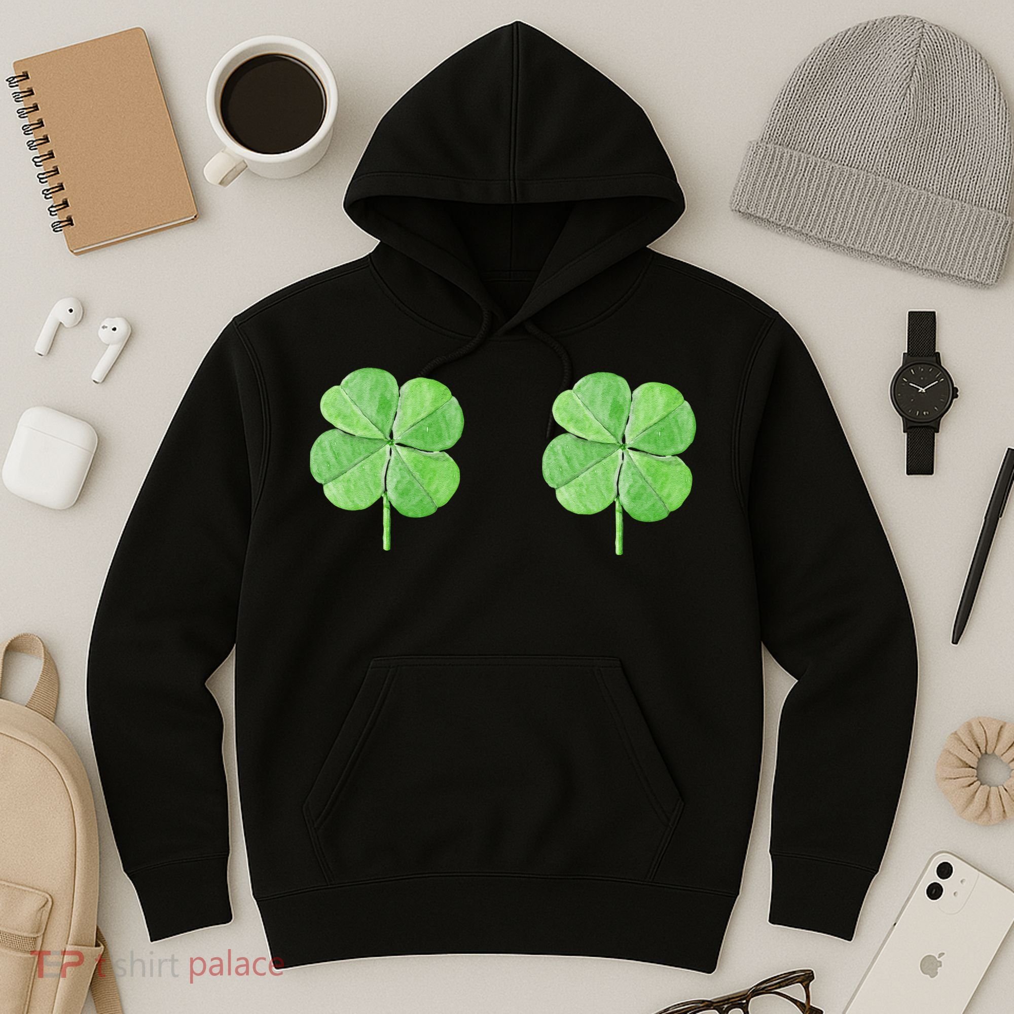 Shamrock Boobs Irish Saint St.Patrick's Patty's Day Hoodie