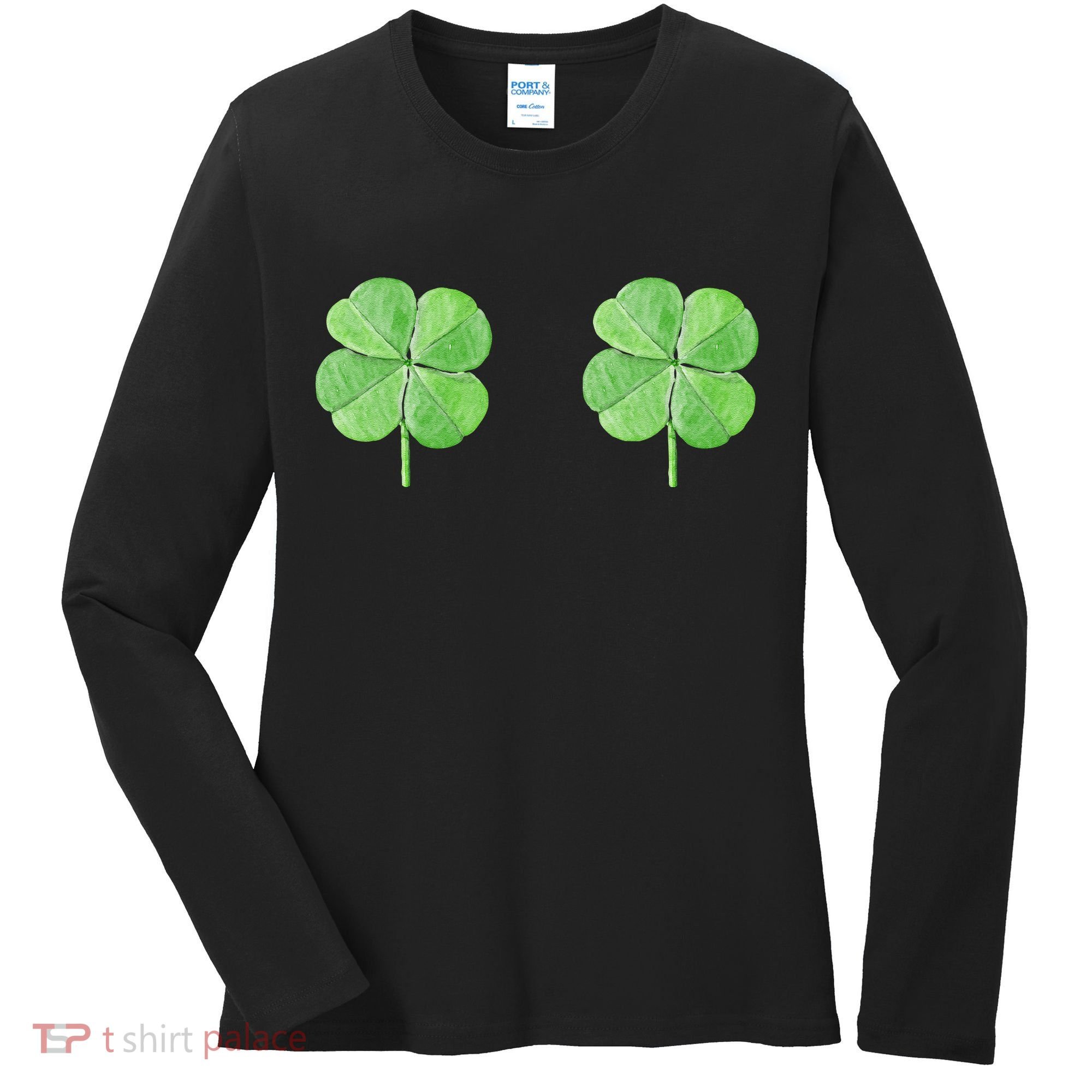 Shamrock Boobs Irish Saint St.Patrick's Patty's Day Women's Long Sleeve Shirt