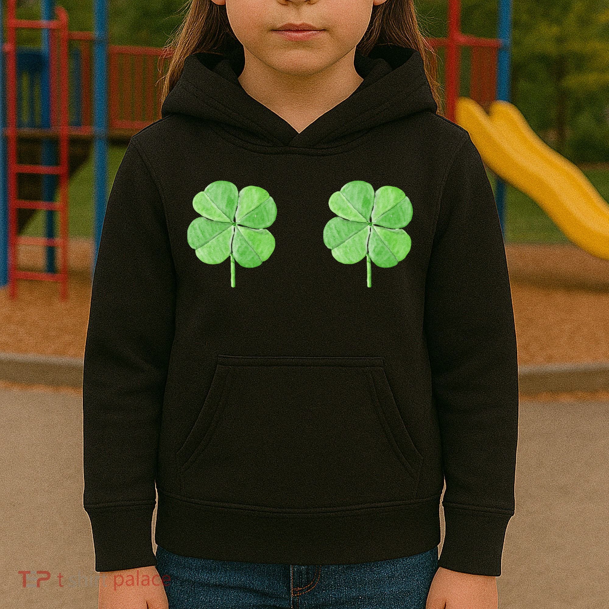 Shamrock Boobs Irish Saint St.Patrick's Patty's Day Kids Hoodie