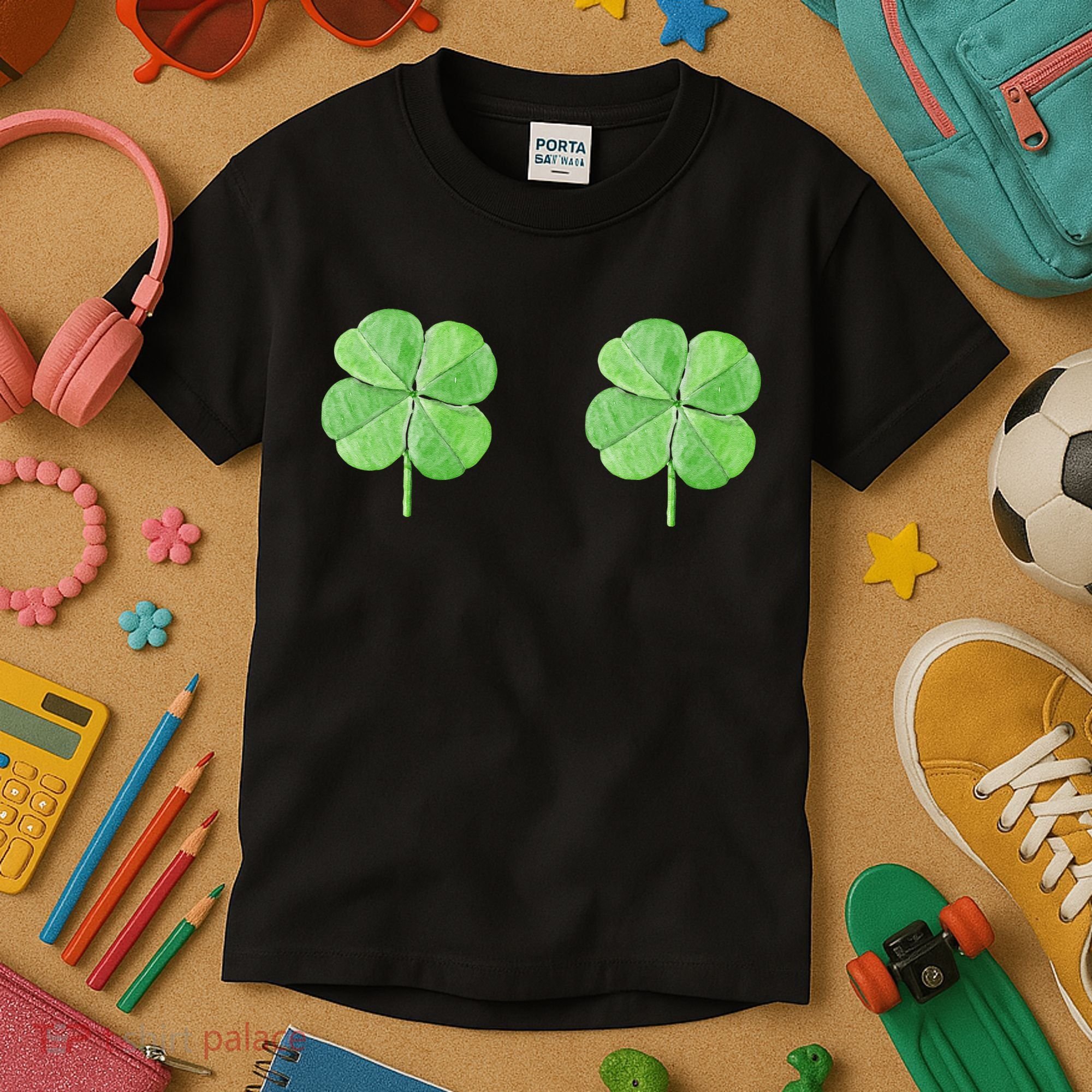 Shamrock Boobs Irish Saint St.Patrick's Patty's Day Kids T-Shirt
