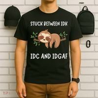 Stuck Between Idk Idc And Idgaf Sloth Lover Gift T-Shirt thumb 6