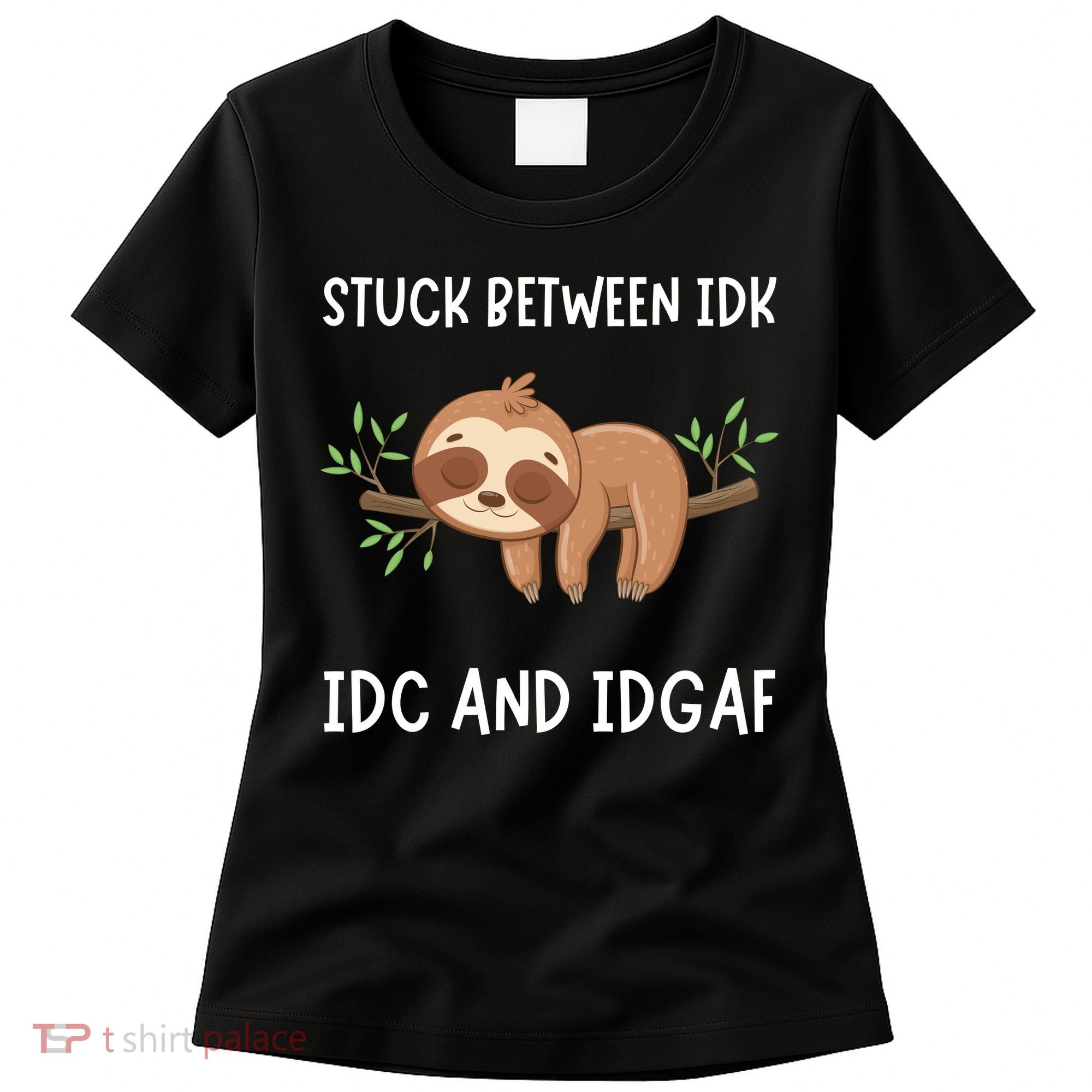 Stuck Between Idk Idc And Idgaf Sloth Lover Gift Women's T-Shirt
