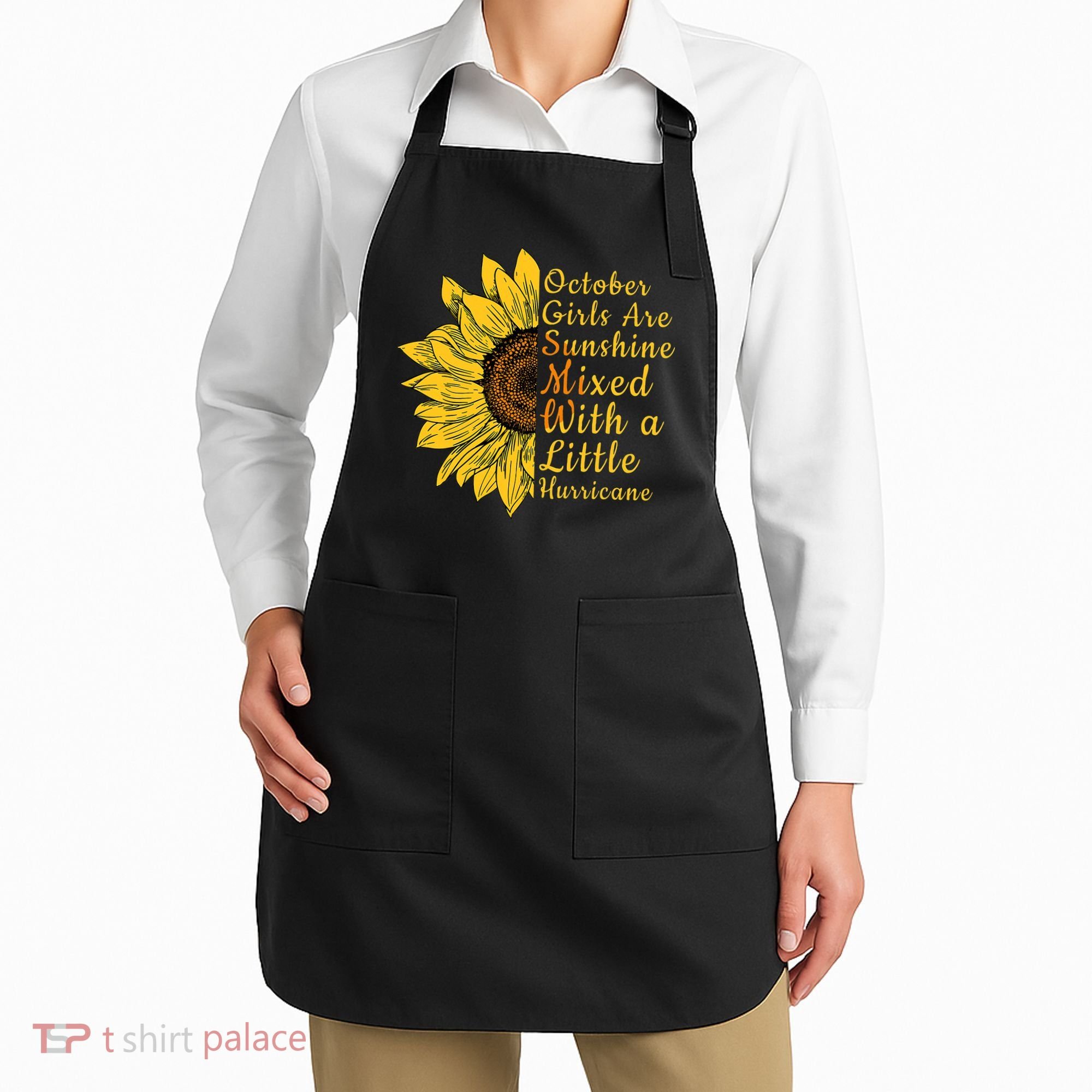 Sunflower Born In October Birthday Gift For Women Apron