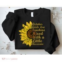 Sunflower Born In October Birthday Gift For Women Sweatshirt thumb 2