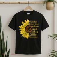 Sunflower Born In October Birthday Gift For Women T-Shirt thumb 2