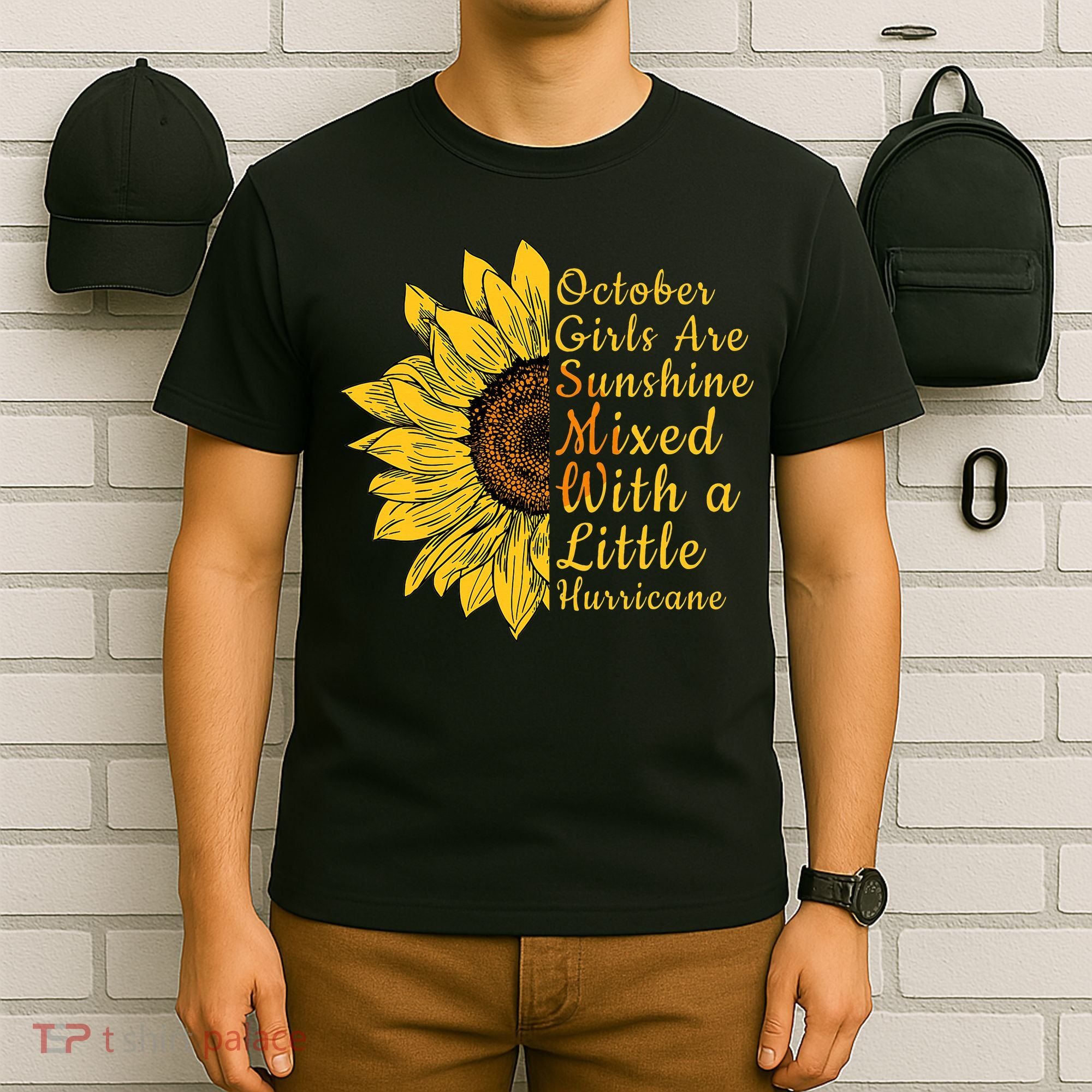 Sunflower Born In October Birthday Gift For Women T-Shirt