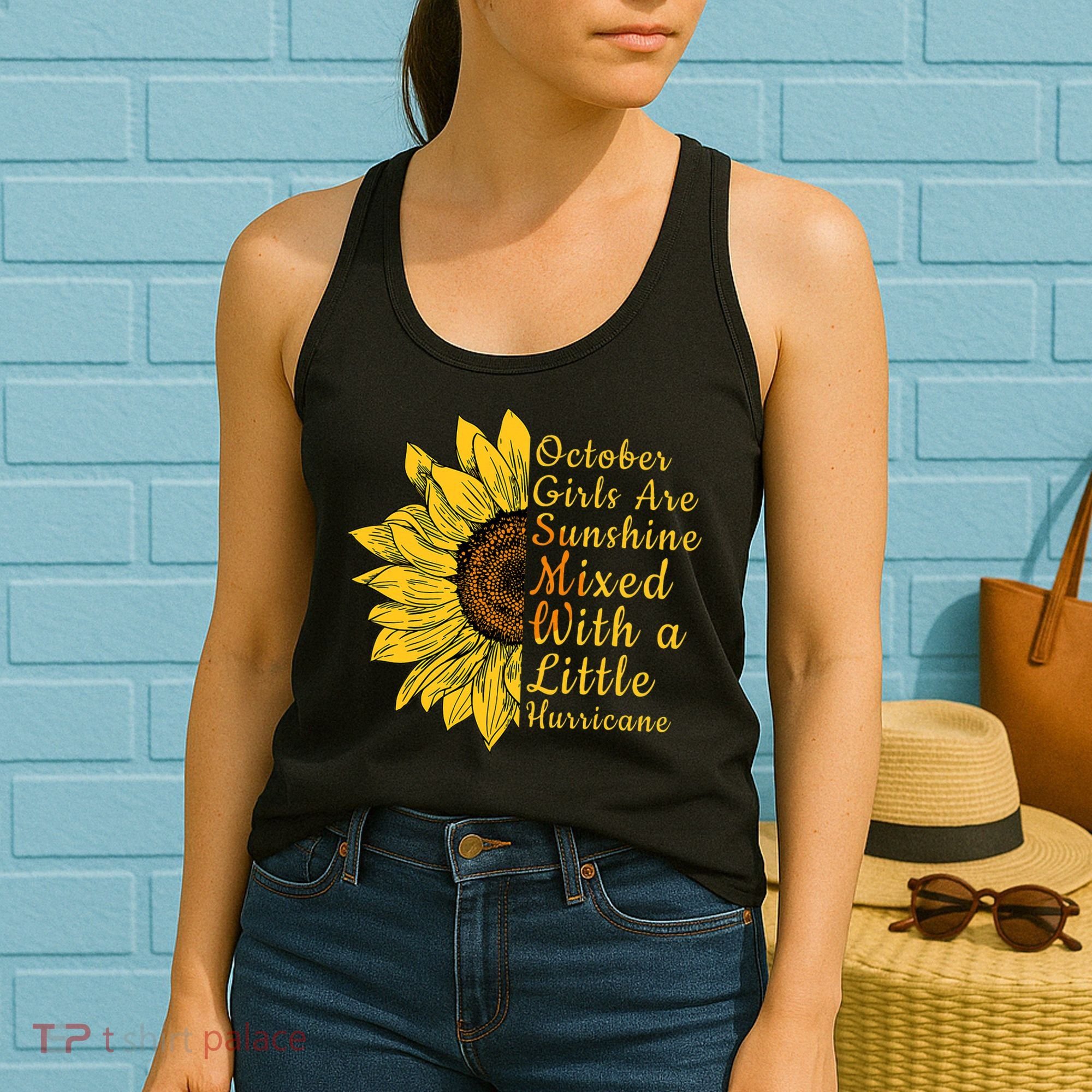 Sunflower Born In October Birthday Gift For Women Women's Tank Top