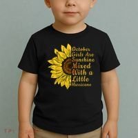 Sunflower Born In October Birthday Gift For Women Toddler T-Shirt thumb 2