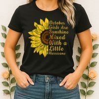 Sunflower Born In October Birthday Gift For Women Women's T-Shirt thumb 2
