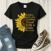 Sunflower Born In October Birthday Gift For Women Women's T-Shirt thumb 3
