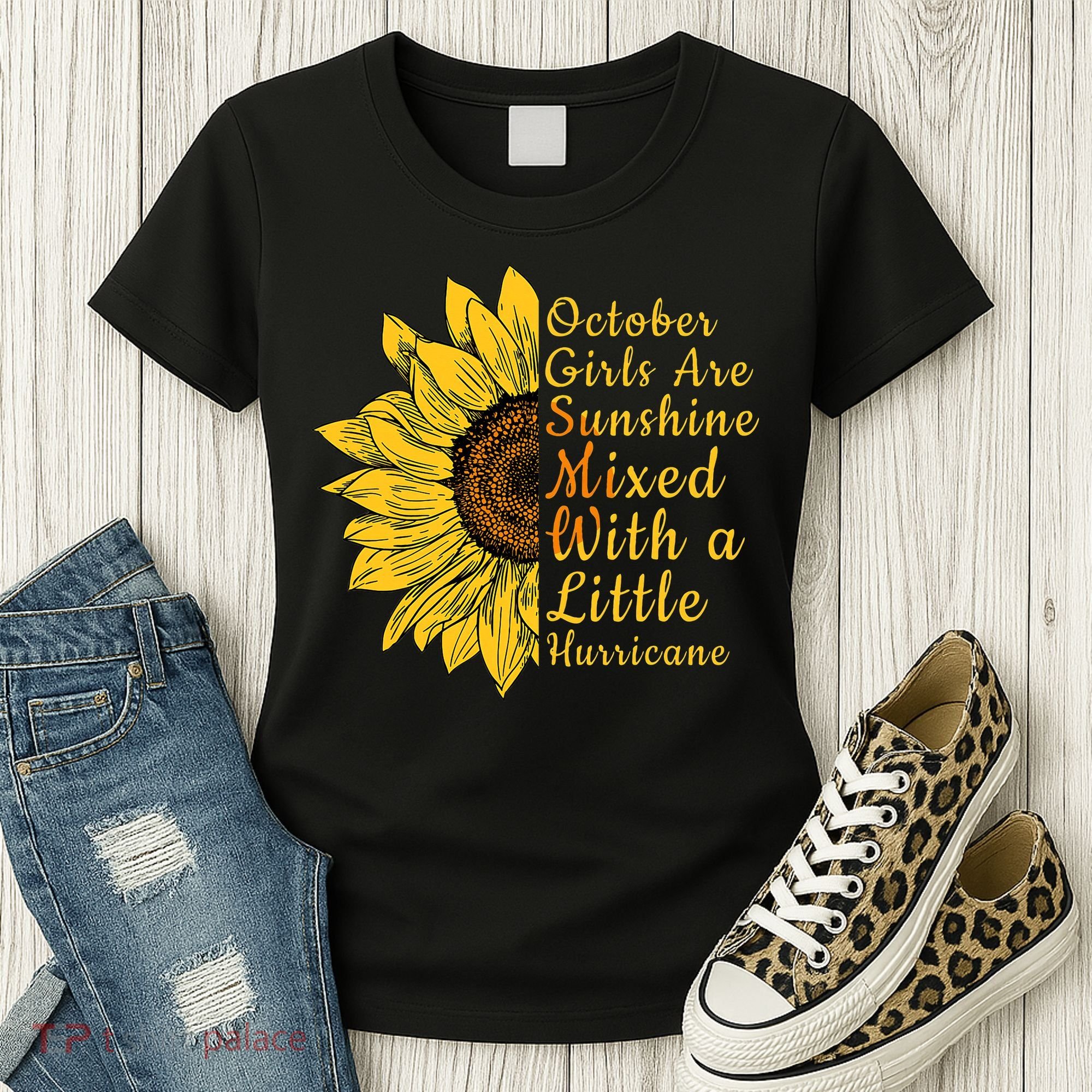 Sunflower Born In October Birthday Gift For Women Women's T-Shirt