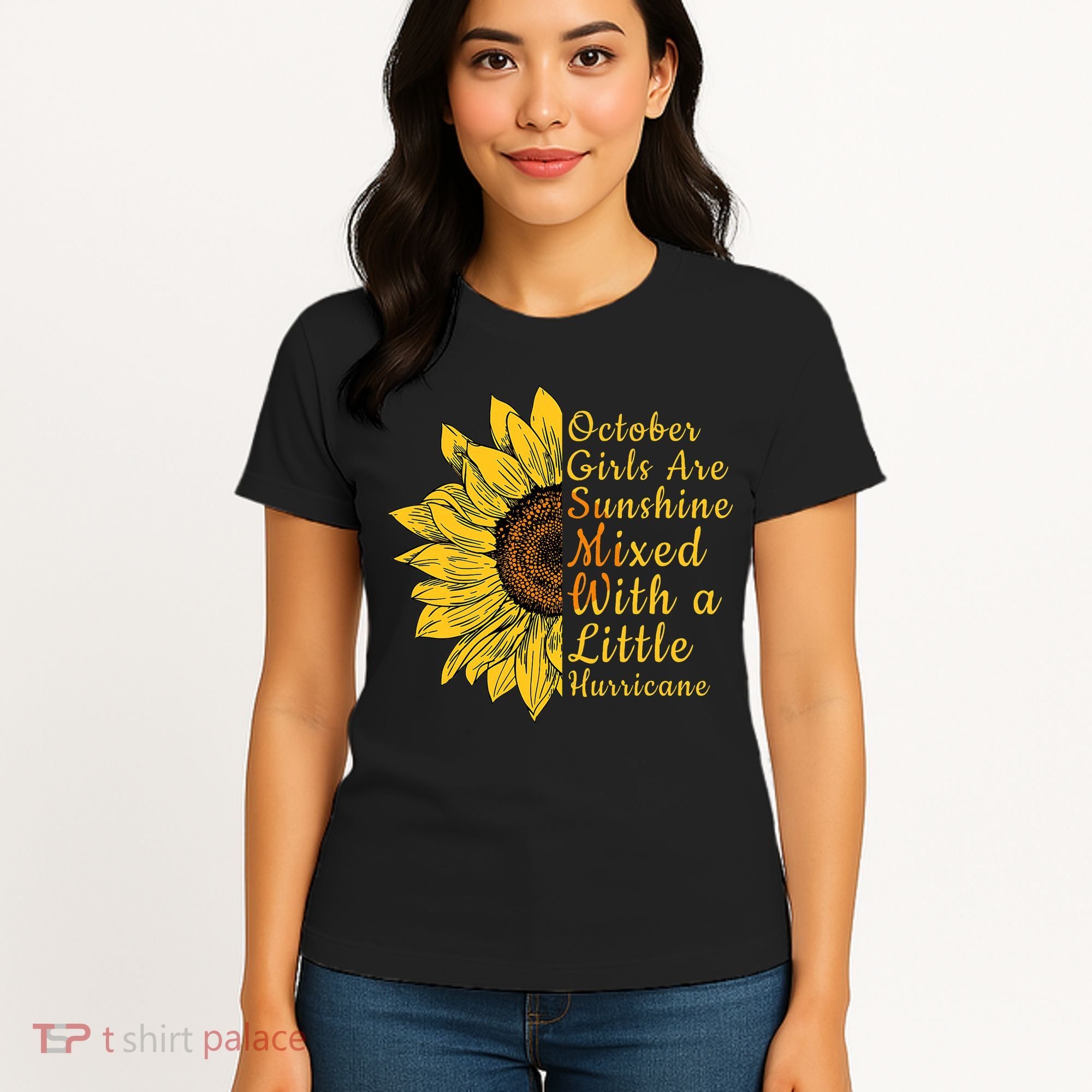 Sunflower Born In October Birthday Gift For Women Women's T-Shirt