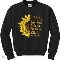 Sunflower Born In October Birthday Gift For Women Kids Sweatshirt thumb 0