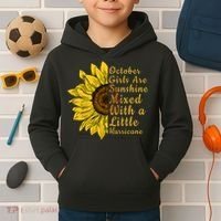 Sunflower Born In October Birthday Gift For Women Kids Hoodie thumb 2