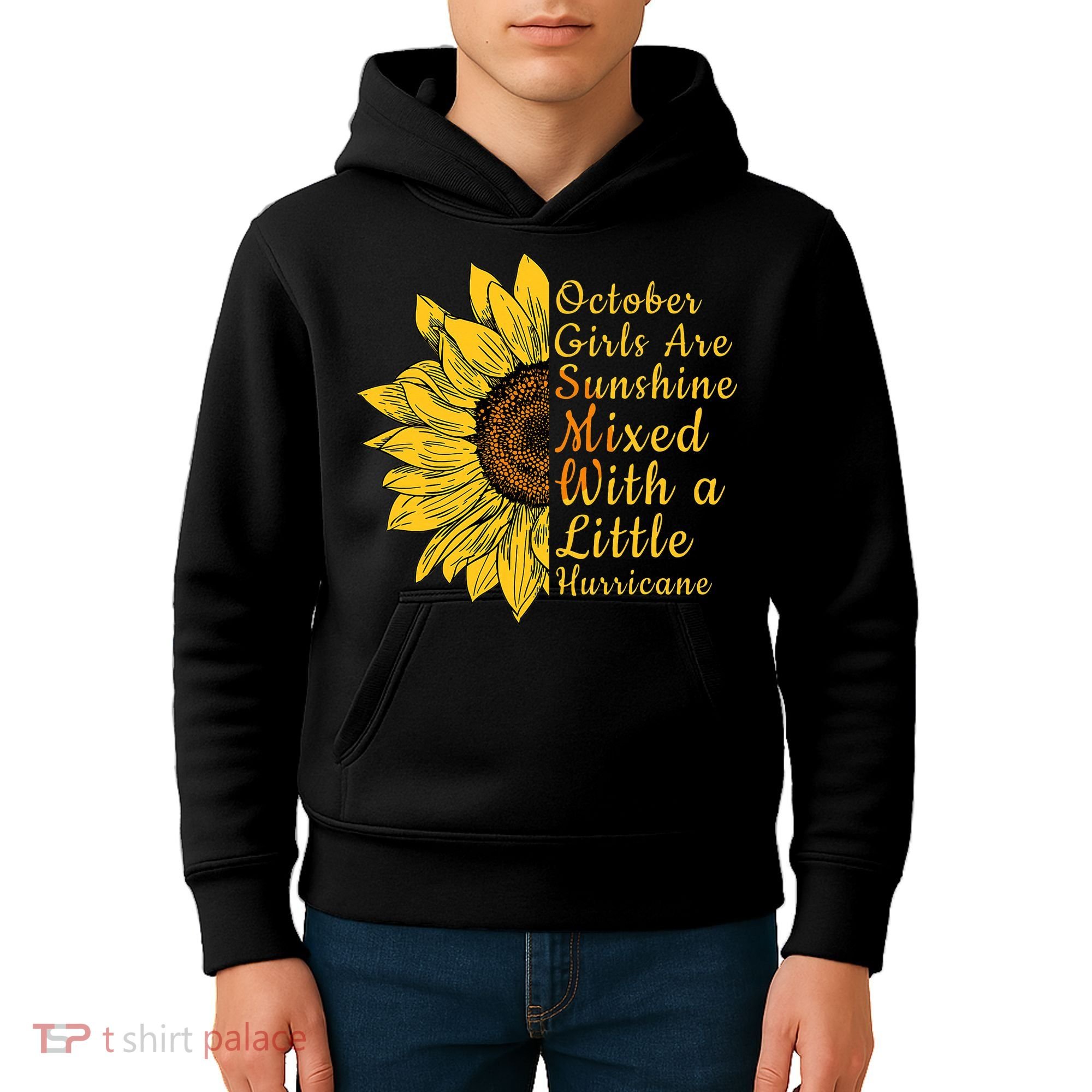Sunflower Born In October Birthday Gift For Women Kids Hoodie