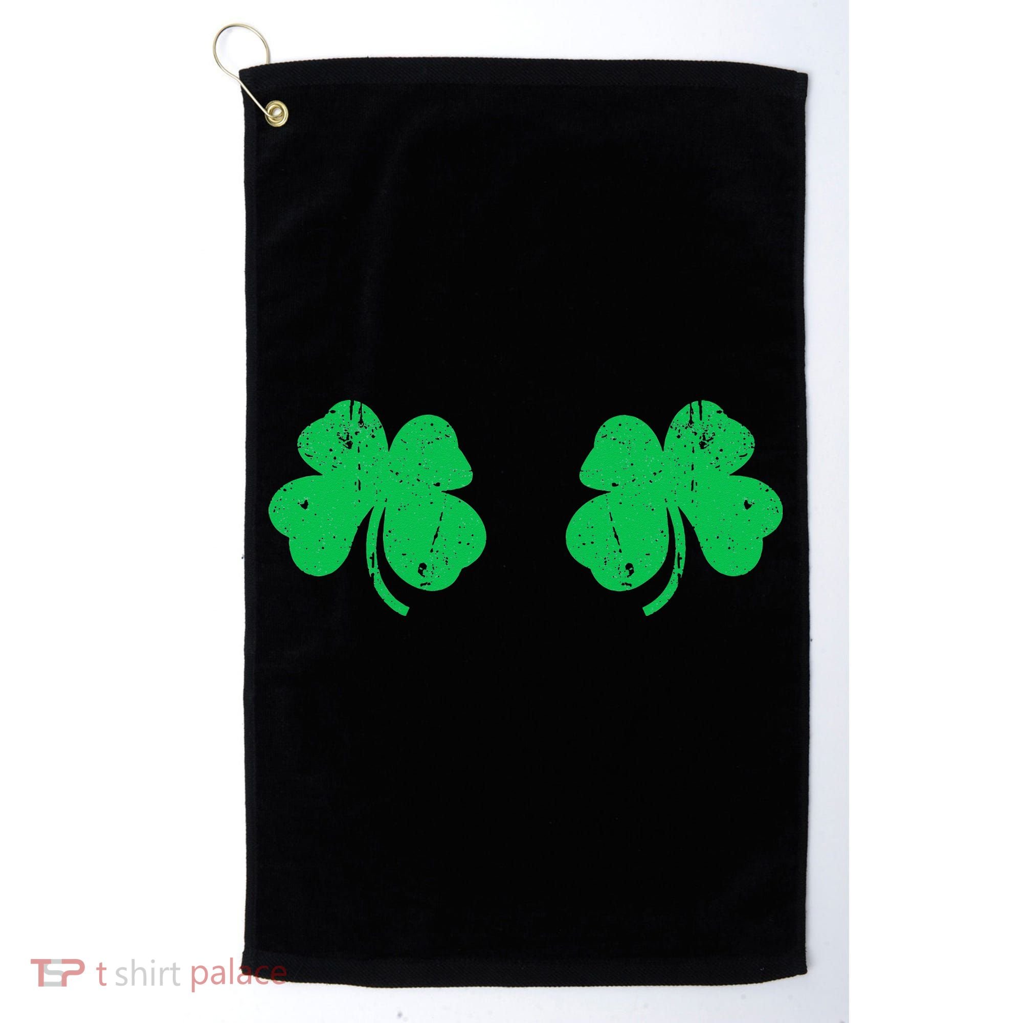 Shamrock Boobs Irish St Patricks Day Golf Towel