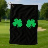 Shamrock Boobs Irish St Patricks Day Golf Towel thumb 1