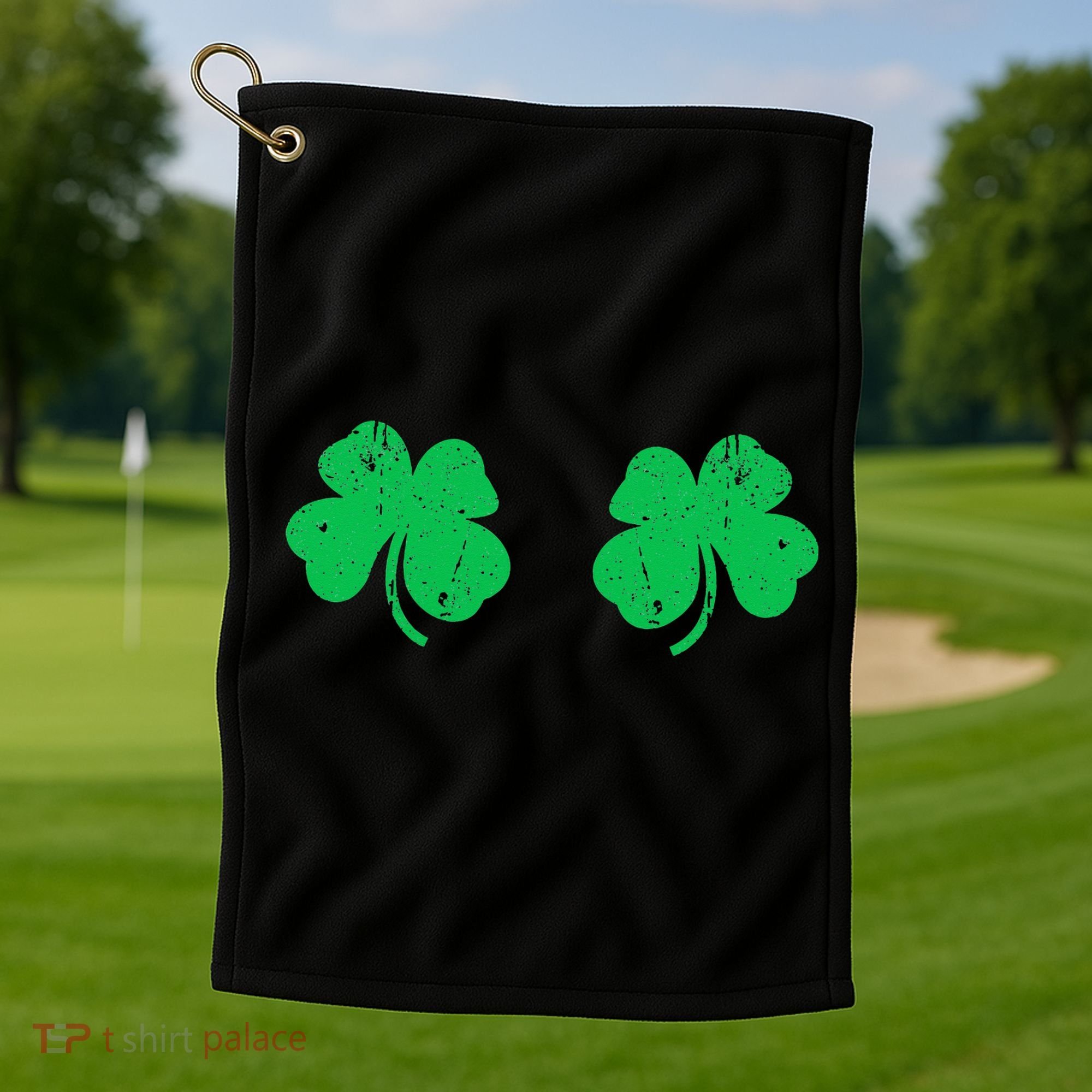 Shamrock Boobs Irish St Patricks Day Golf Towel