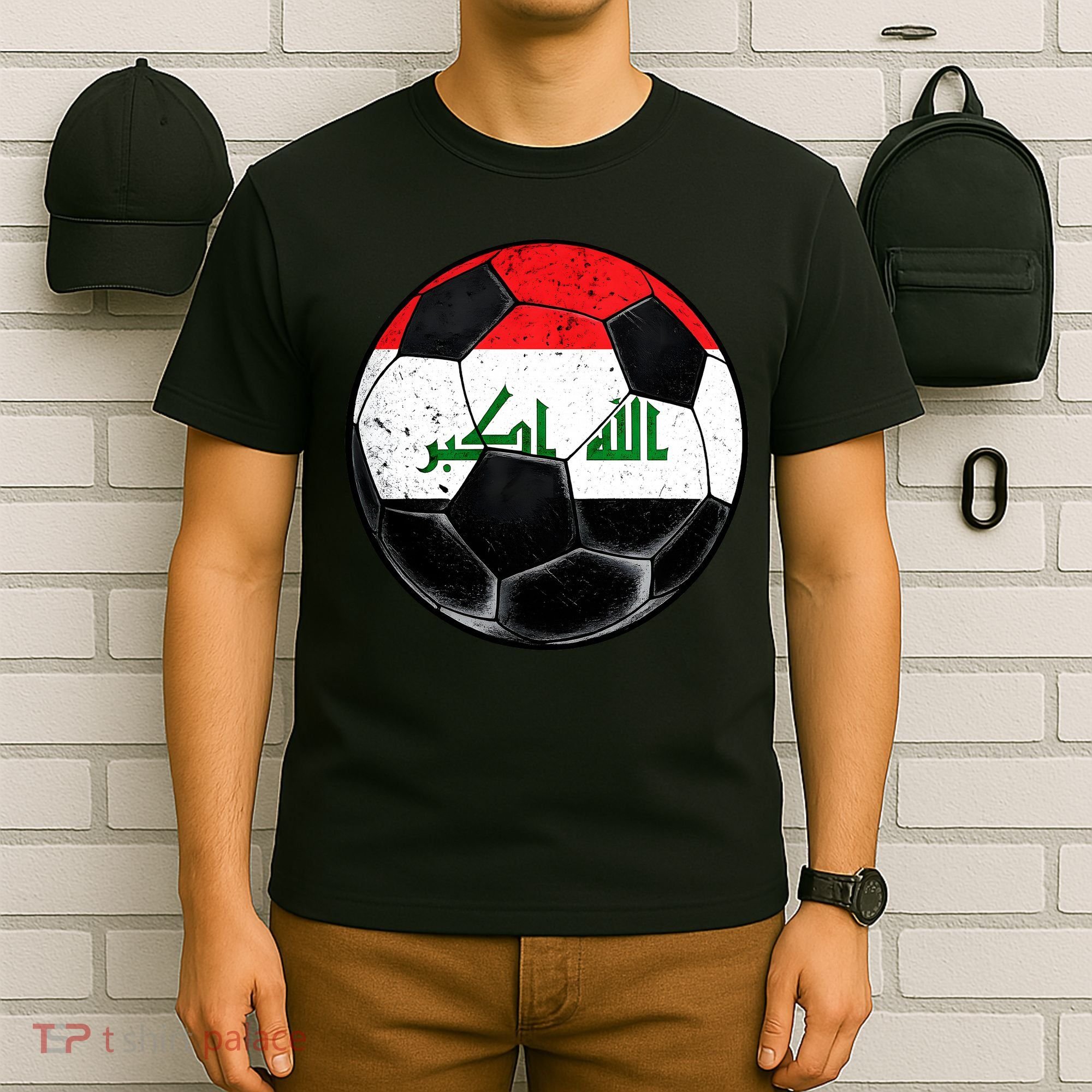 Soccer Ball Iraq Flag Iraqi T-Shirt