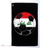 Soccer Ball Iraq Flag Iraqi Golf Towel thumb 0