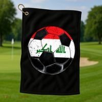 Soccer Ball Iraq Flag Iraqi Golf Towel thumb 1