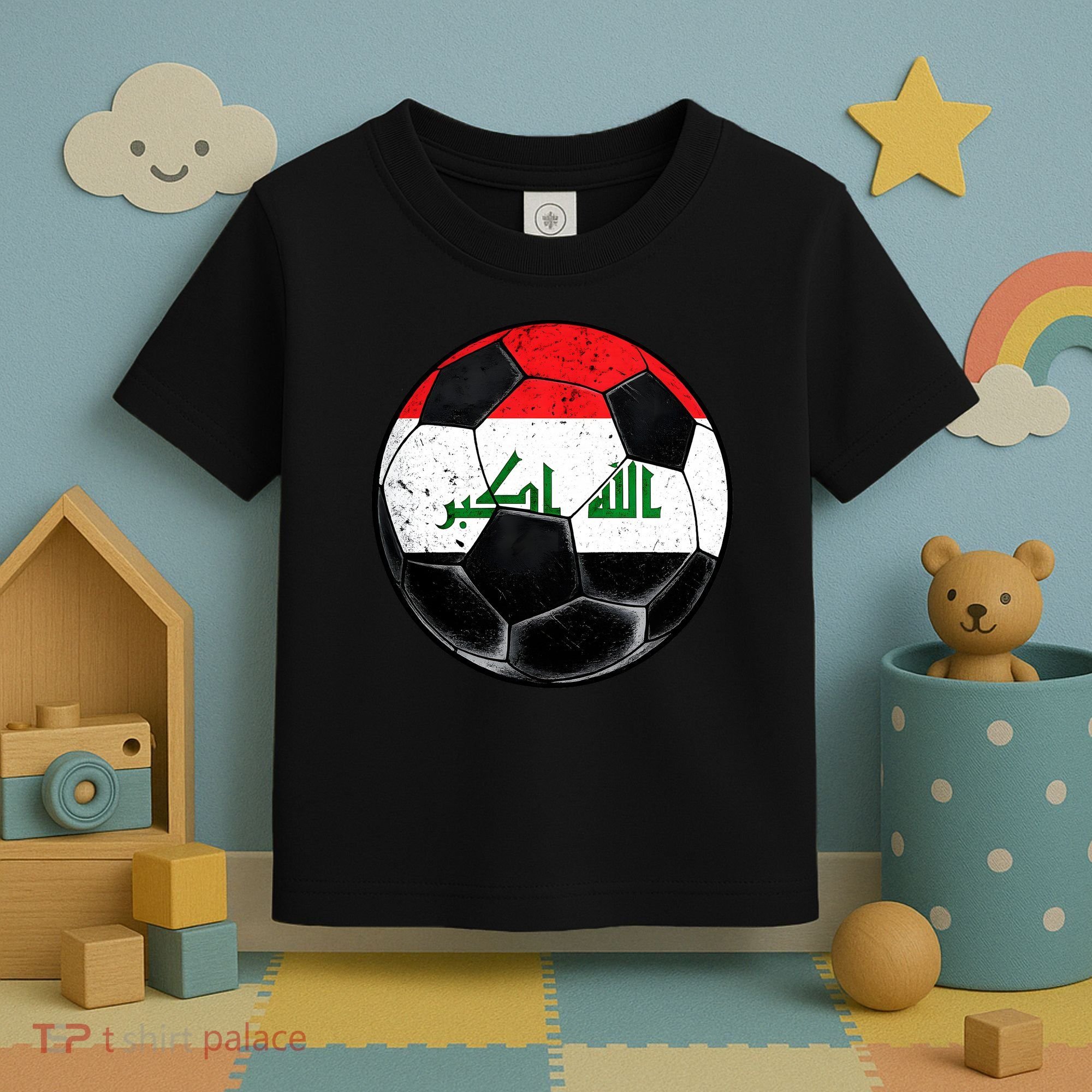 Soccer Ball Iraq Flag Iraqi Toddler T-Shirt