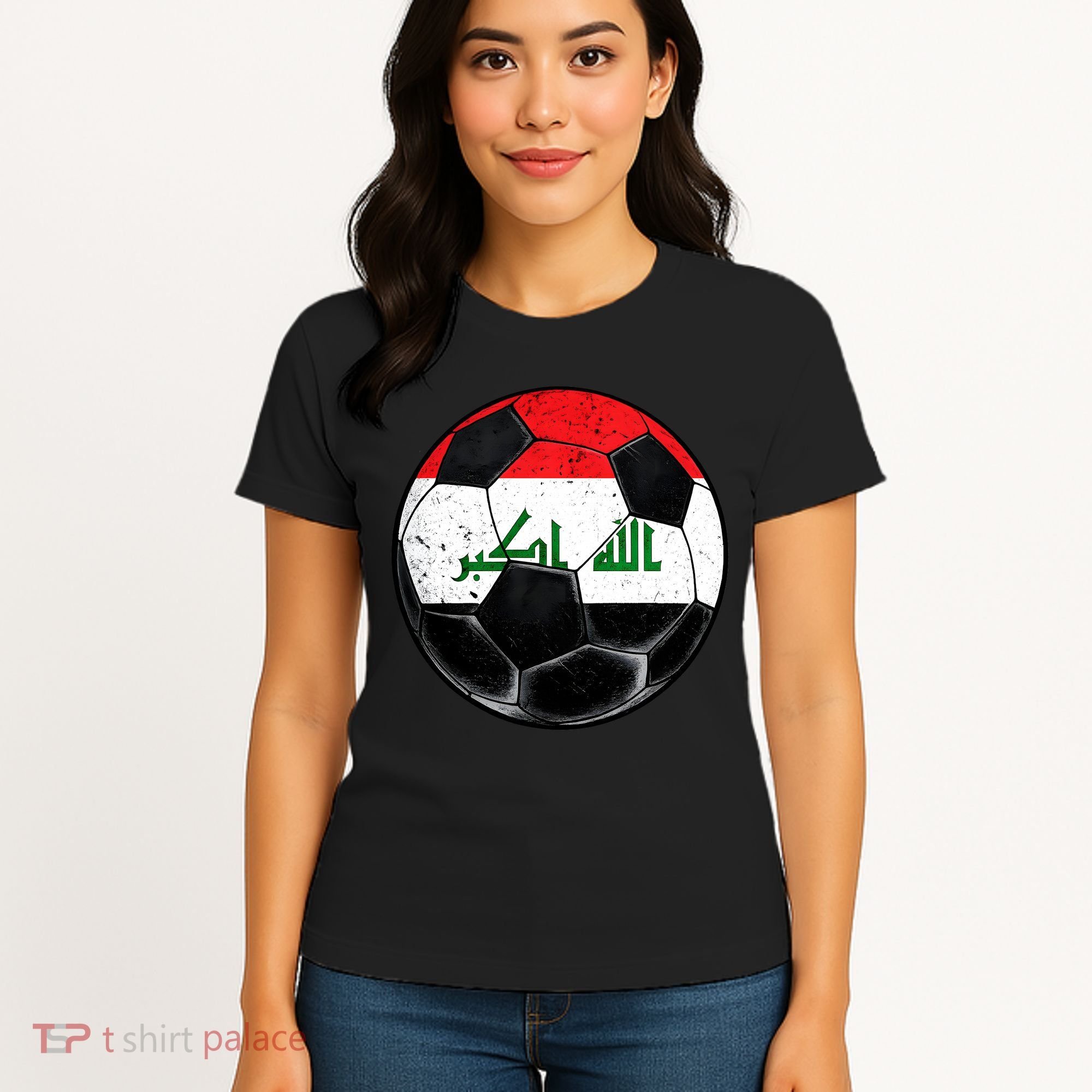 Soccer Ball Iraq Flag Iraqi Women's T-Shirt