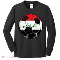 Soccer Ball Iraq Flag Iraqi Kids Long Sleeve Shirt thumb 0