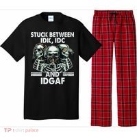 Stuck Between Idk Idc And Idgaf Skeleton Pajama Set thumb 0