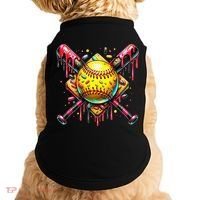 Softball Bat Ice Cream Dripping Baseball Home Plate Drip Doggie Tank thumb 0