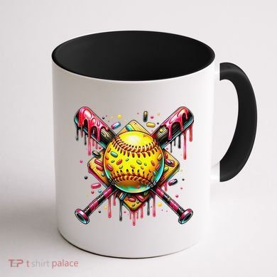 Softball Bat Ice Cream Dripping Baseball Home Plate Drip Coffee Mug back
