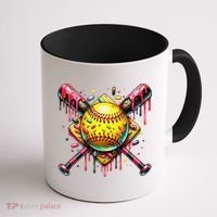 Softball Bat Ice Cream Dripping Baseball Home Plate Drip Coffee Mug thumb 1