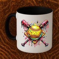 Softball Bat Ice Cream Dripping Baseball Home Plate Drip Coffee Mug thumb 2