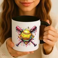 Softball Bat Ice Cream Dripping Baseball Home Plate Drip Coffee Mug thumb 3