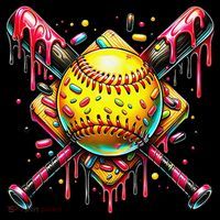 Softball Bat Ice Cream Dripping Baseball Home Plate Drip Coffee Mug thumb 5
