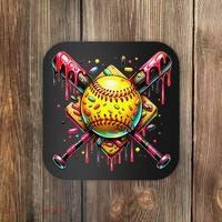 Softball Bat Ice Cream Dripping Baseball Home Plate Drip Coaster thumb 0